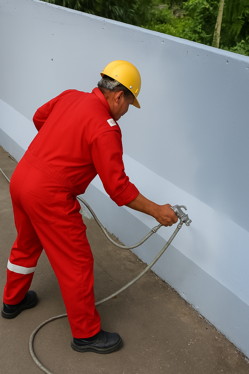 Pekerjaan Cat Barrier di Tol Manado Bitung